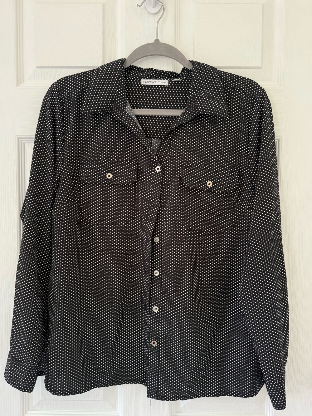 Notations Black Polka Dot Button-Down Shirt